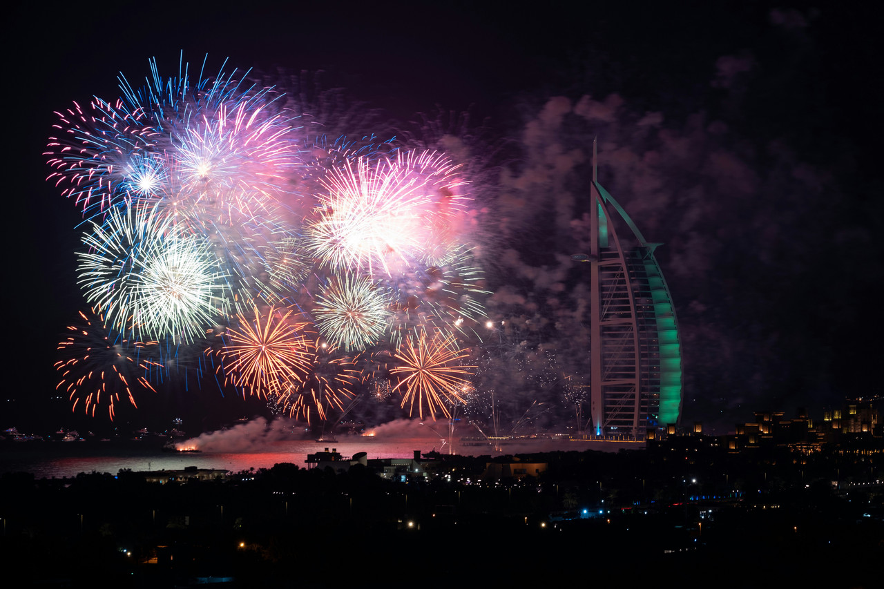 Palm fireworks on new years eve