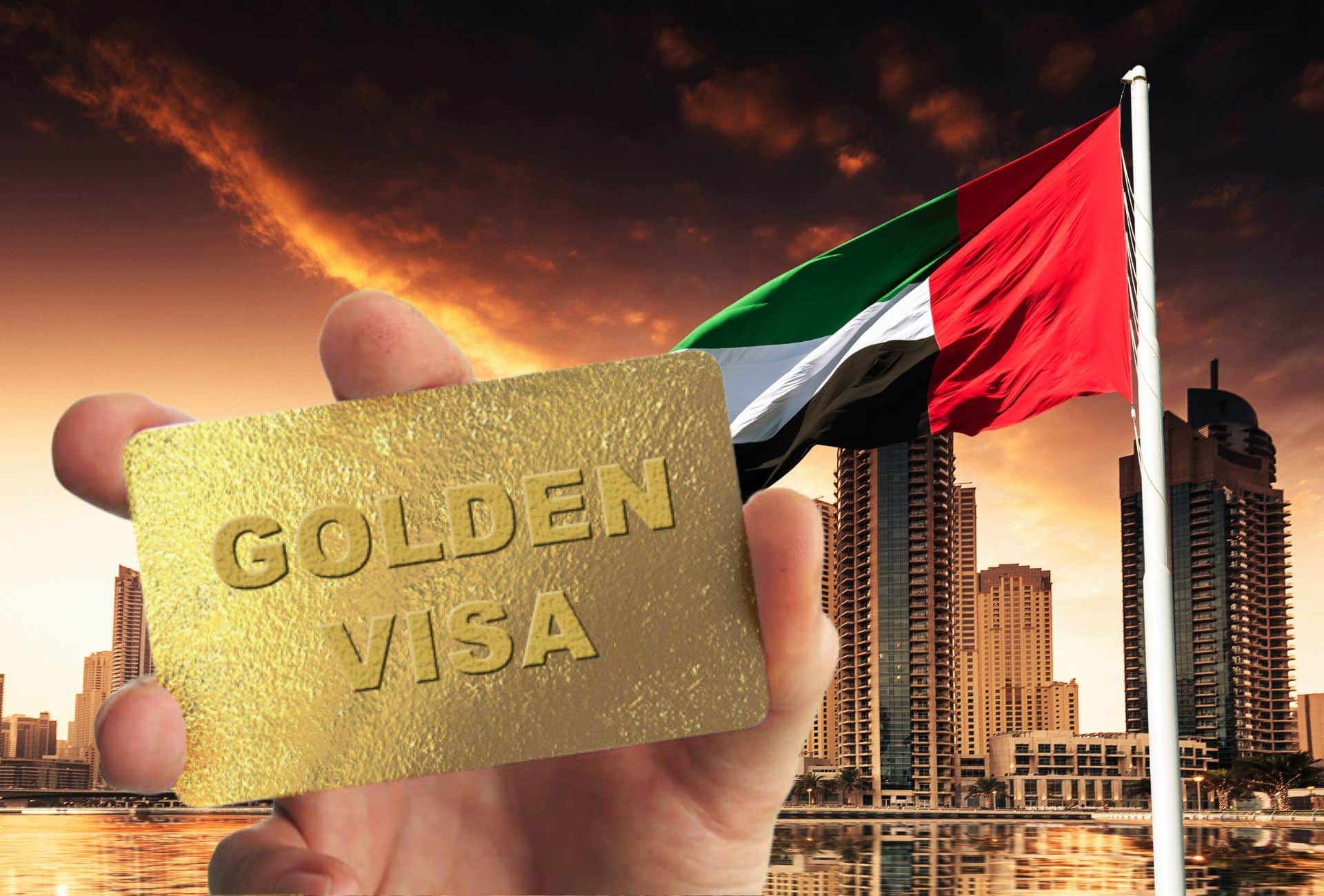 UAE Golden Visa card with Dubai skyline